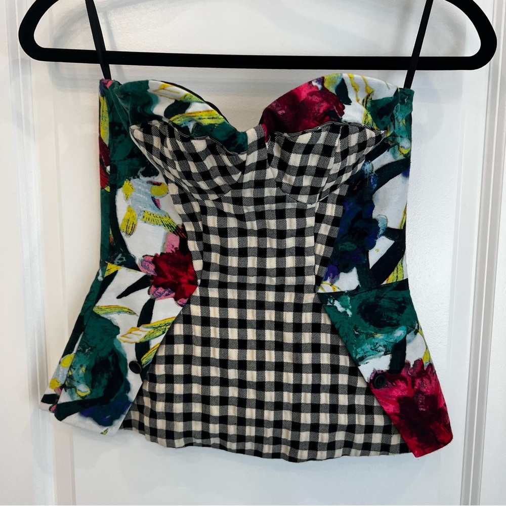Rachel Roy checkered flowered Corset top